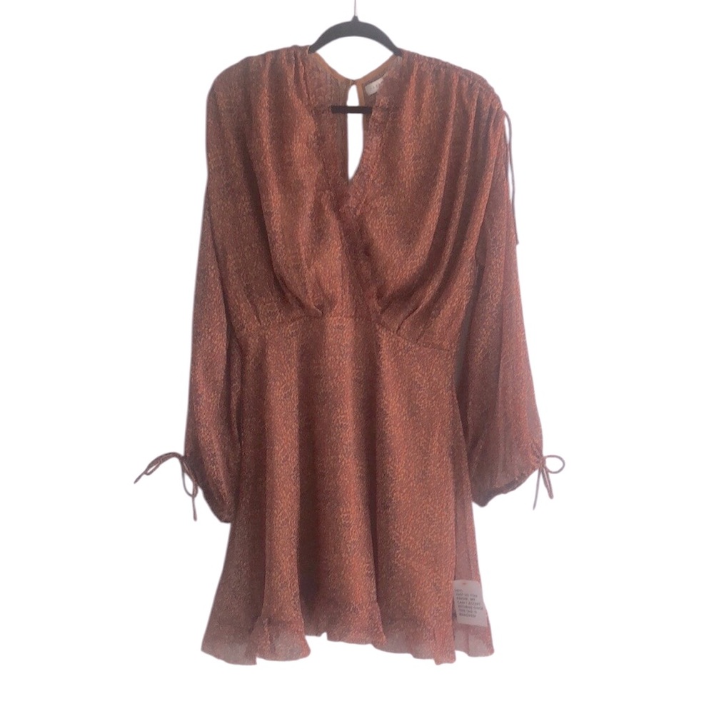 Topshop frill neck mini tea dress with raw seams in animal print